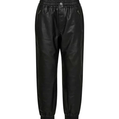 Co Couture PhoebeCC Leather Zip Joggers Black