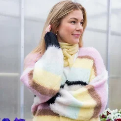 Black Colour BCDell Knitted Mini Scarf Pastel Yellow