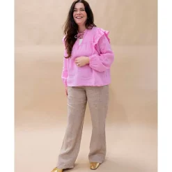 Black Colour BCMelina Wide Linen Pant Sand