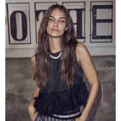 Co Couture AdnaCC Feather Top Black