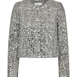 Co Couture BoucleCC Sequin Cocktail Jacket WhiteBlack