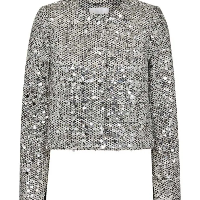 Co Couture BoucleCC Sequin Cocktail Jacket WhiteBlack