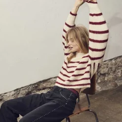 Co Couture CoralieCC Crop Stripe O-Knit BoneHeart