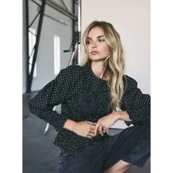 Co Couture DavinaCC Dot Smock Blouse Black