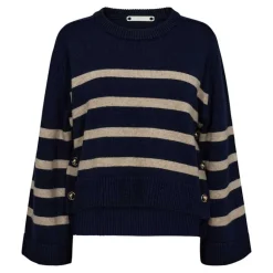Co Couture MajaCC O-Button Stripe Knit Black