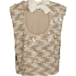 Co Couture MaxiCC Sequin Bow Top Champagne