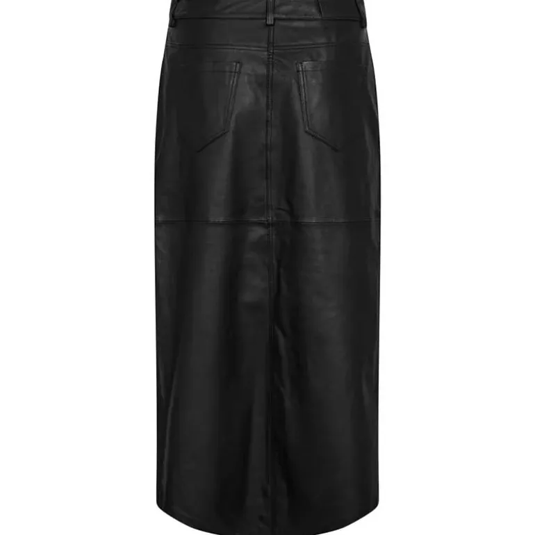 CO COUTURE PHOEBECC LEATHER SLIT SKIRT SORT