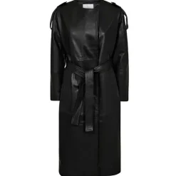 Co Couture PhoebeCC Leather Wrap Trench Black