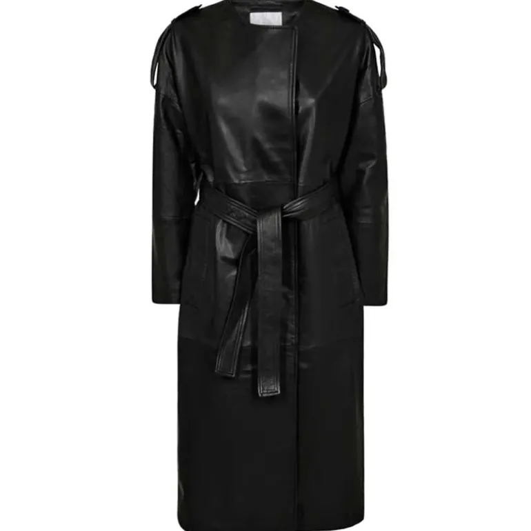 Co Couture PhoebeCC Leather Wrap Trench Black