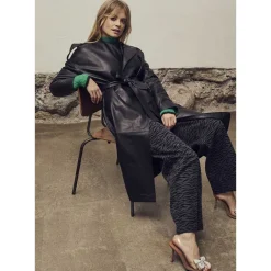 Co Couture PhoebeCC Leather Wrap Trench Black