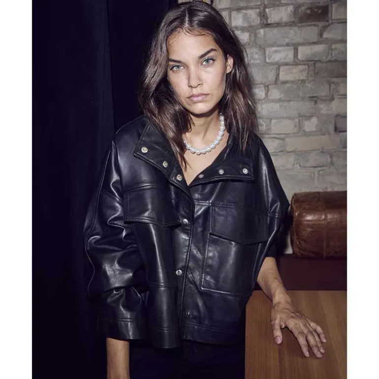 Co Couture PhoebeCC Leather Box Jacket Black