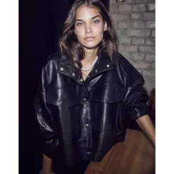 Co Couture PhoebeCC Leather Box Jacket Black