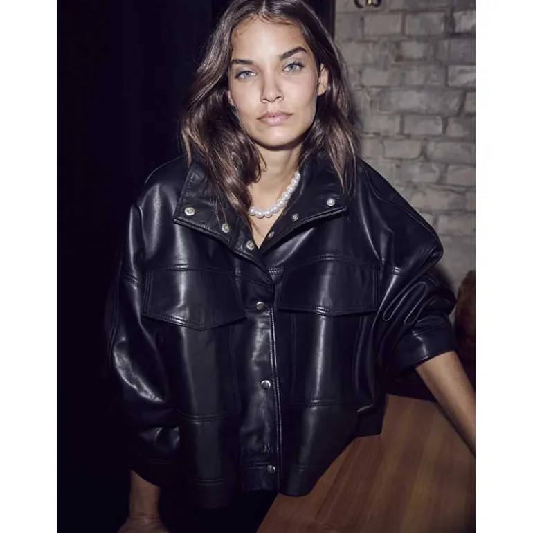 Co Couture PhoebeCC Leather Box Jacket Black