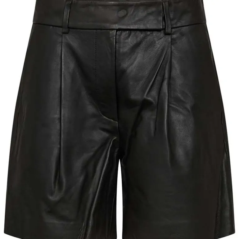 Co Couture PhoebeCC Leather Pleat Shorts Black