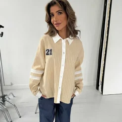 Continue 14720 Ally 21 Small Stripe Shirt Sand/White