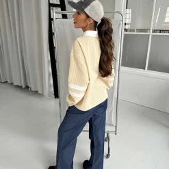 Continue 14720 Ally 21 Small Stripe Shirt Sand/White