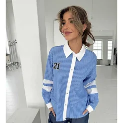 Continue 14720 Ally 21 Small Stripe Shirt Blue