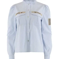 Continue Mili Stripe Patch Shirt Blue Stripe