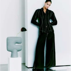 Copenhagen Muse CMNatuli Pants With Heavy Stitch Black