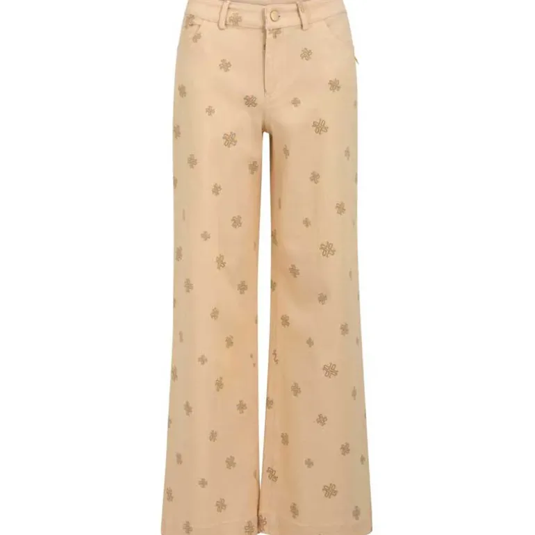 COSTER COPENHAGEN 221-3112 PANTS WITH LOGO PRINT BEIGE