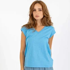 Coster Copenhagen CCH1101 V-Neck T-Shirt 539 Storm Blue