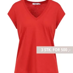 Coster Copenhagen CCH1101 V-Neck T-Shirt 605 Berry Red