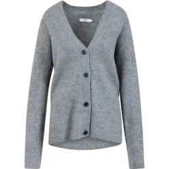 Coster Copenhagen Emma V-Neck Cardigan Dark Grey Melange