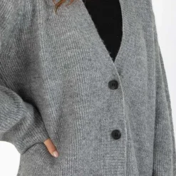 Coster Copenhagen Emma V-Neck Cardigan Dark Grey Melange