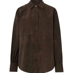 DEPECHE 50882 KATIEDEP SUEDE SHIRT MØRKEBRUN