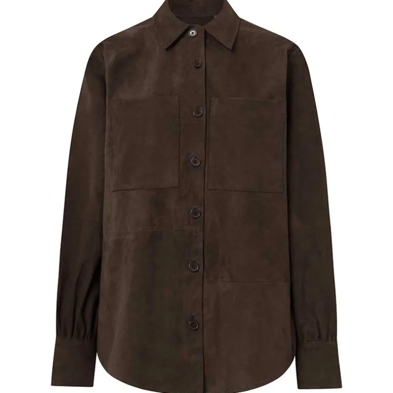 DEPECHE 50882 KATIEDEP SUEDE SHIRT MØRKEBRUN