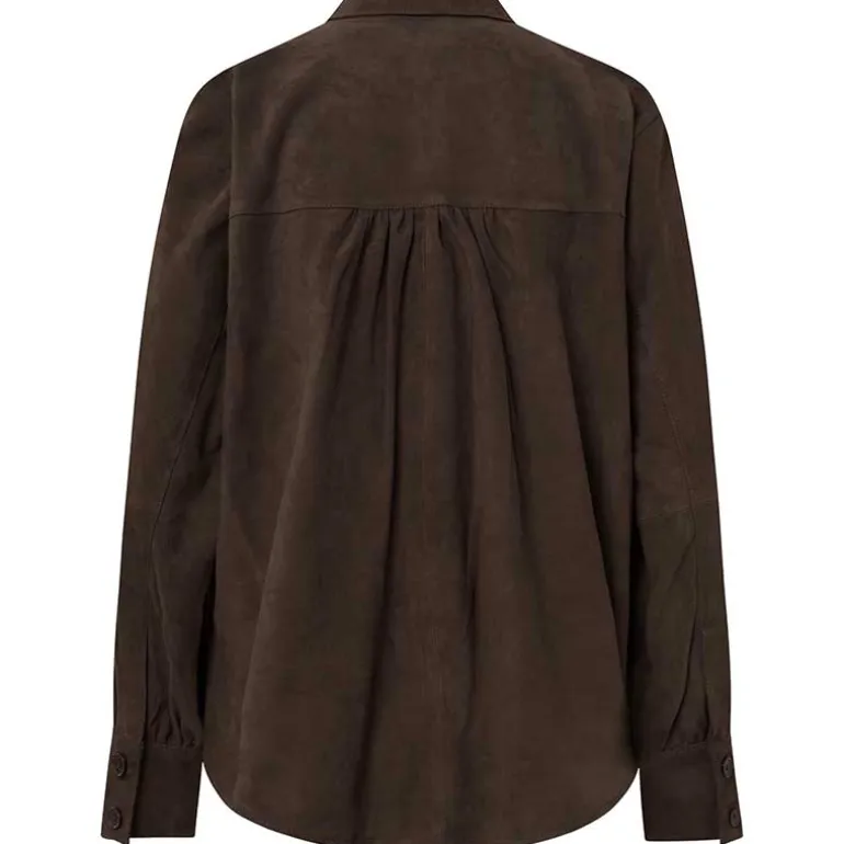 DEPECHE 50882 KATIEDEP SUEDE SHIRT MØRKEBRUN