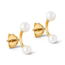 ENAMEL E170G 2 PEARLS EARRING GULD