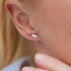 ENAMEL E52S LEAF STUD SØLV