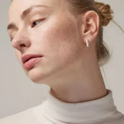 Enamel E362S Sparkling Square Hoops 15MM Sølv