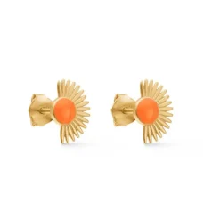 ENAMEL ORANGE SOLEIL STUD GULD