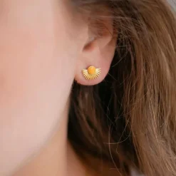 ENAMEL ORANGE SOLEIL STUD GULD