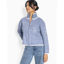 Hést Iben Zip Jacket Faded Denim