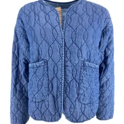 J By J 7394 Denim Quilted Jacket Dark Blue