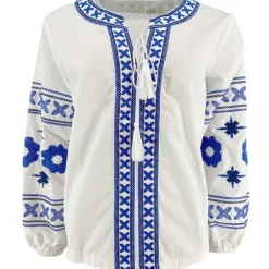 J By J 3672 Embroidery Blouse White