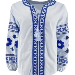 J By J 3672 Embroidery Blouse Light Blue