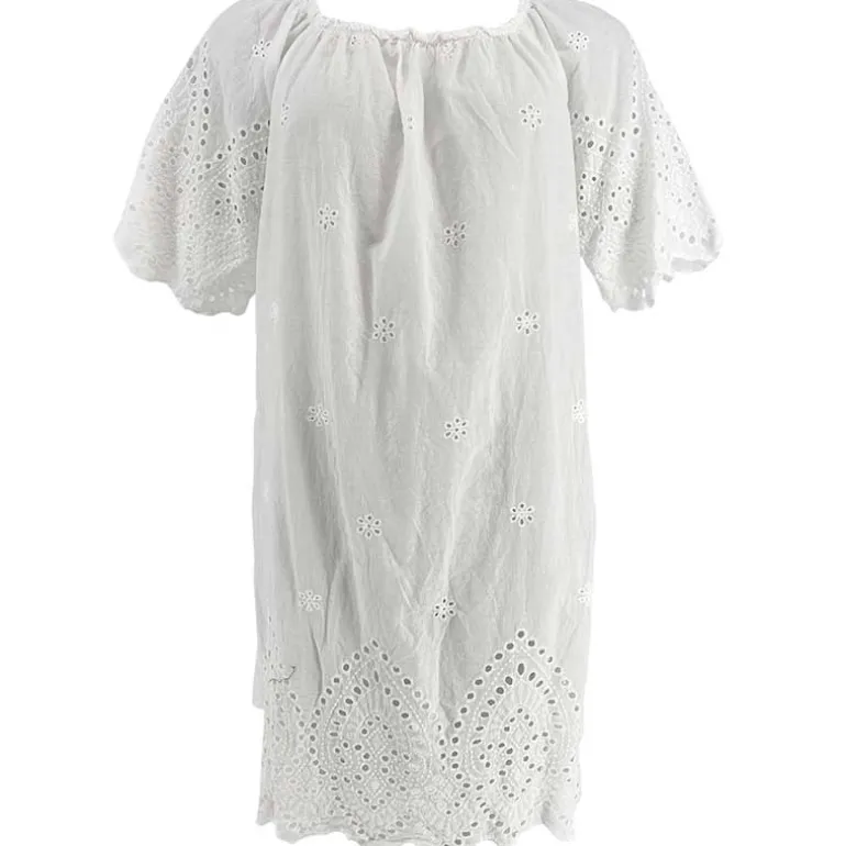 J BY J 83375 Embroidery Summer Dress Hvid