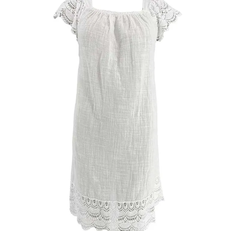 J BY J 83782 Embroidery Summer Dress Hvid