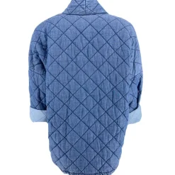 J By J 80894 Quilted Denim Jacket Blue