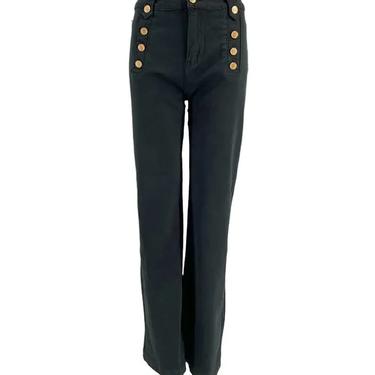 J By J 8053 Stretch Wide Jeans Gold/Black