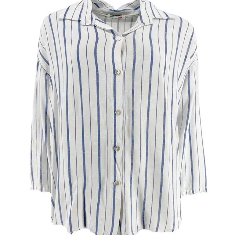 J By J 81381 Striped Viscose Shirt White