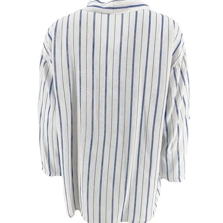 J By J 81381 Striped Viscose Shirt White