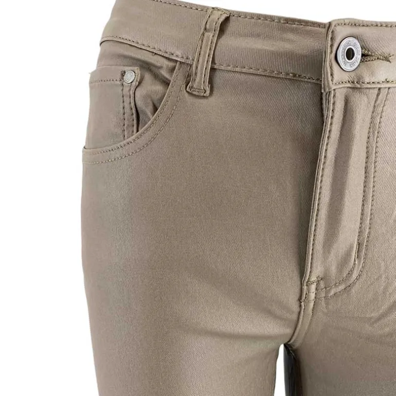 J By J 6866 Wide Stretch Pants Coated Taupe