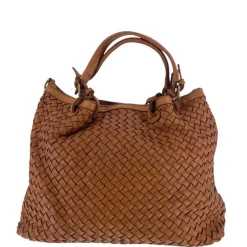 J By J Braided Leather Bag Brown