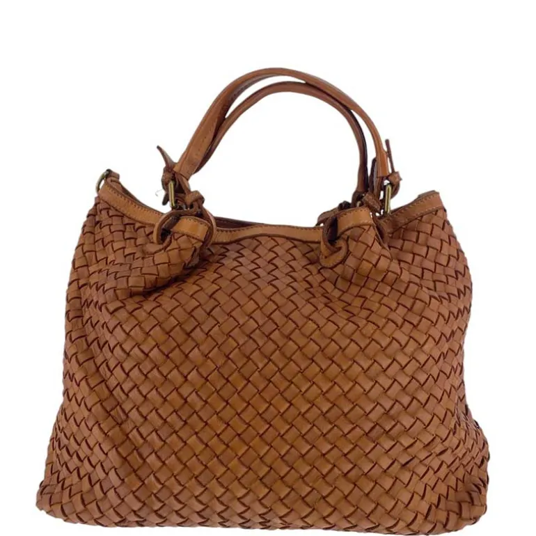 J By J Braided Leather Bag Brown