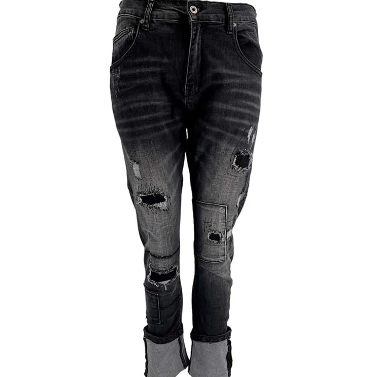 J By J H8247 Washed Stretch Jeans Sort